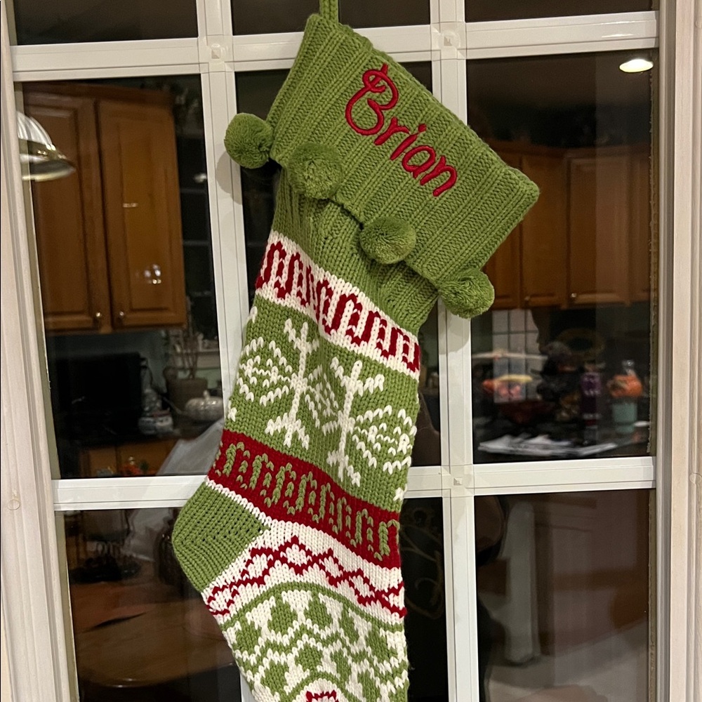 Green and Red Holiday Stocking “Brian”